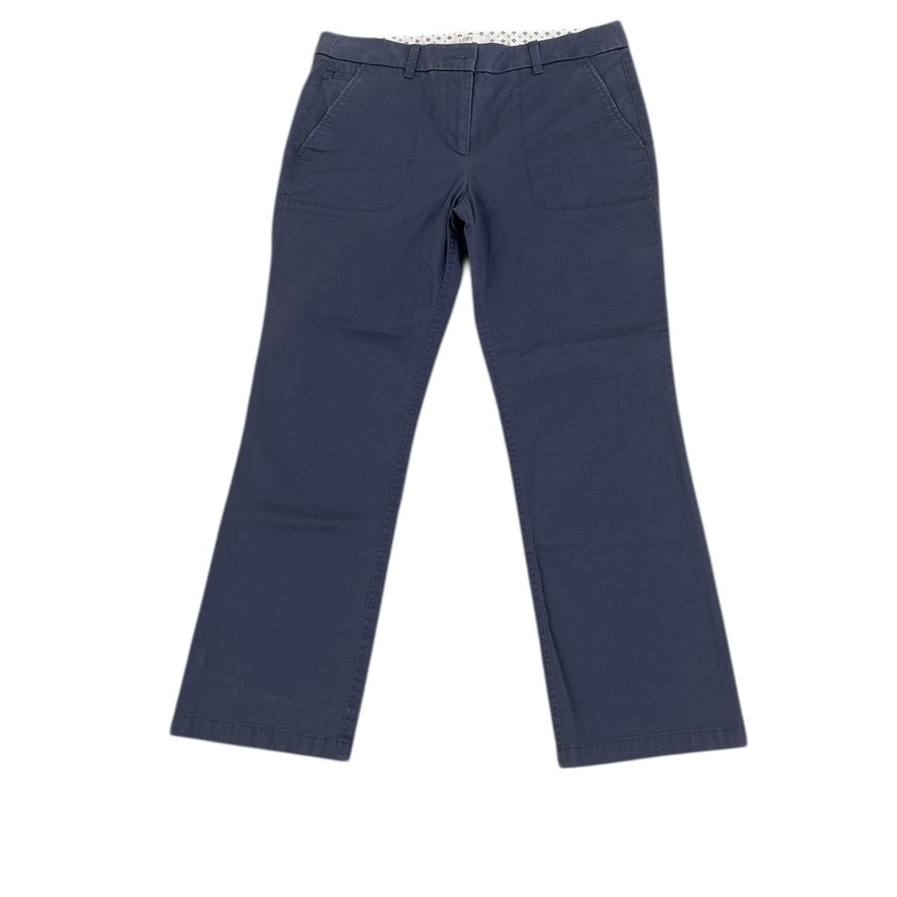 LOFT steel blue cropped cotton straight leg pants size 6
